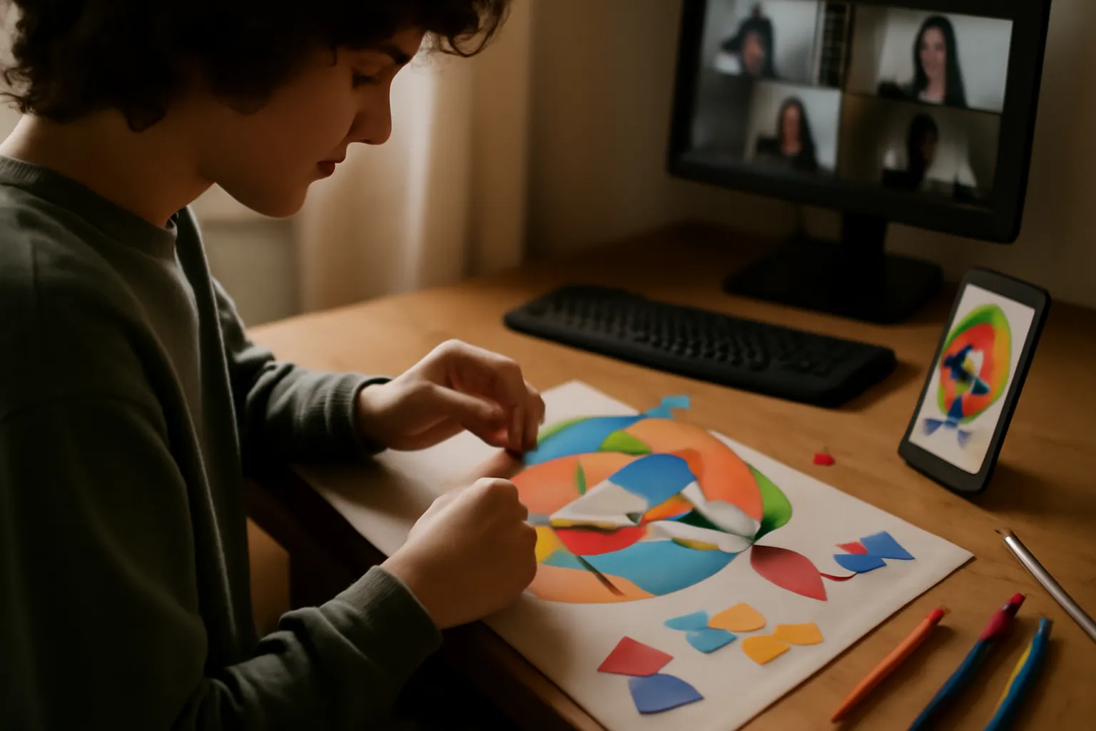Atividades de arteterapia para adolescentes em ambiente virtual